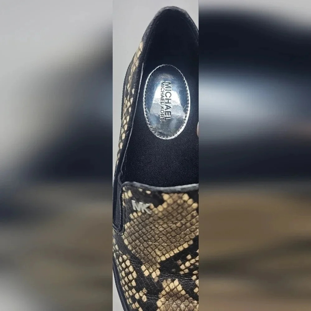 Michael Kors Women's Black Snake Python Keyton Loafer Slide On Size 6.5 - Picture 9 of 13